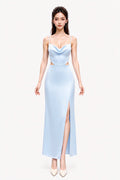 CELESTE Satin Cutout Maxi Dress – Baby Blue