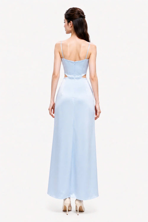 CELESTE Satin Cutout Maxi Dress – Baby Blue